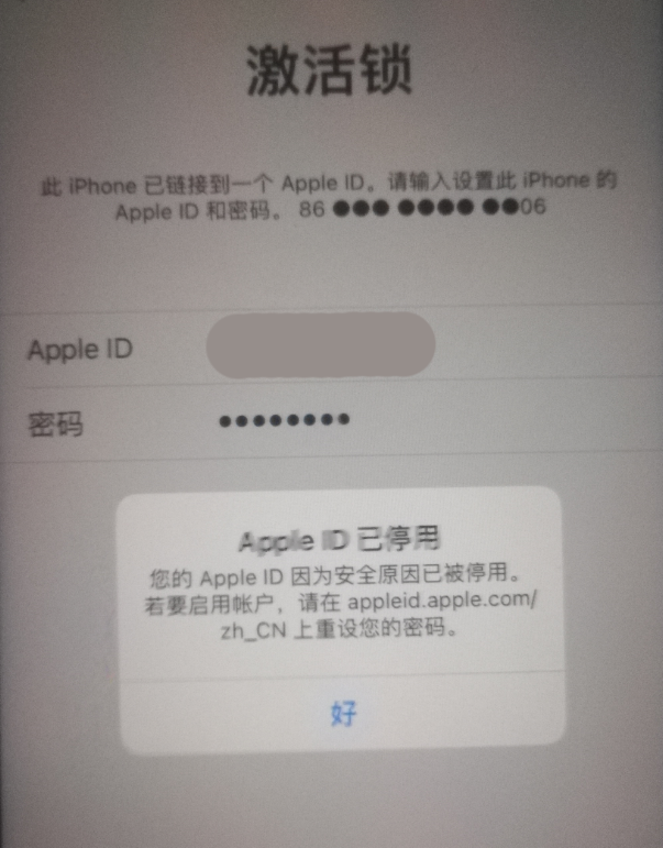 庐江苹果手机维修分享iPhone 12 出现提示“Apple ID 已停用”怎么办 