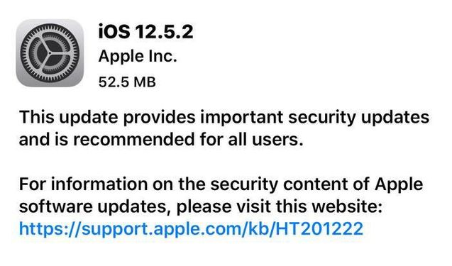 庐江苹果手机维修分享iOS12.5.2发布，建议所有老苹果用户安装 